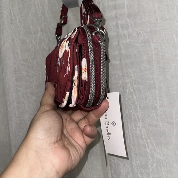 Vera Bradley RFID Blooms and Branches Burgundy Floral Crossbody Wallet Bag Purse - Picture 10 of 16